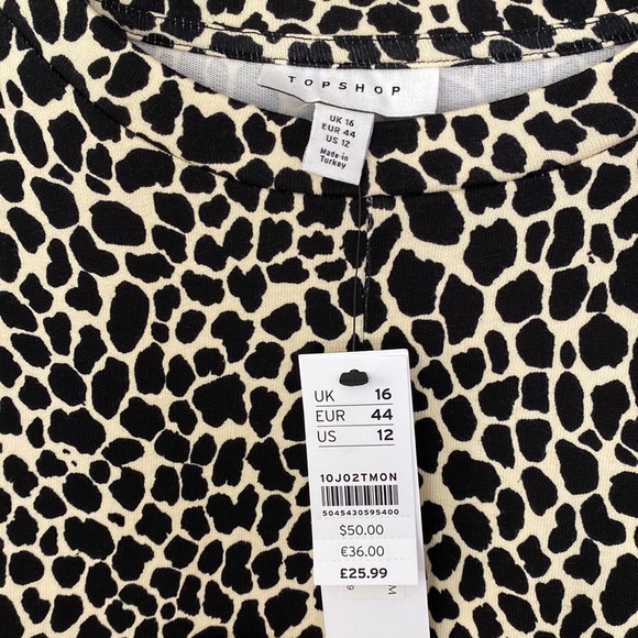 NWT Topshop Animal Print Tie Puff Sleeve Mini Dress - Picture 4 of 4
